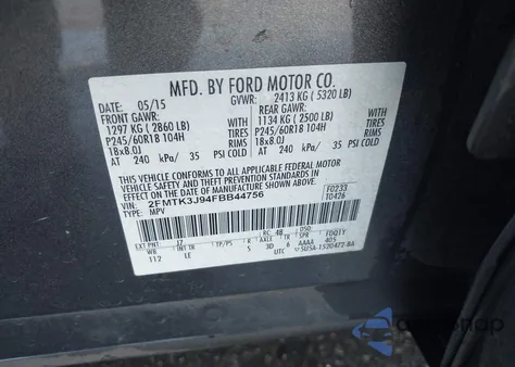 2015 Ford Edge Sel z USA, uszkodzony, nr VIN 2FMTK3J94FBB44756